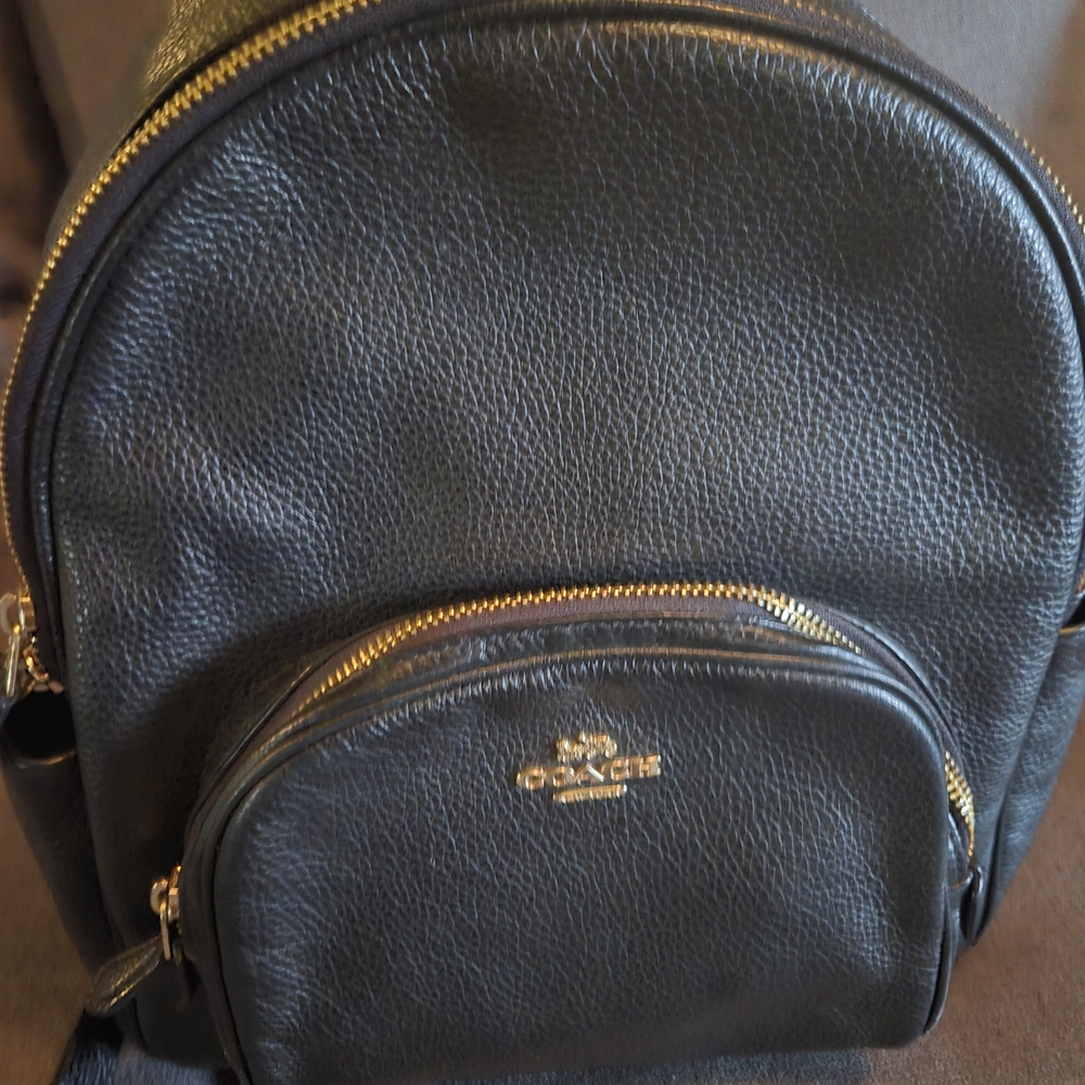 Coach Black Leather Backpack